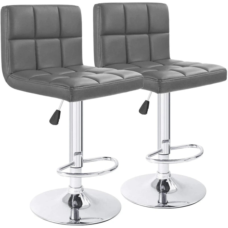 Tabourets de bar pivotants réglables sans accoudoirs en similicuir PU, ensemble de 2