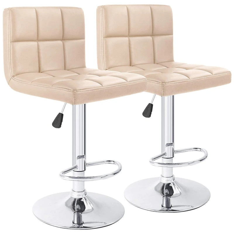 Tabourets de bar pivotants réglables sans accoudoirs en similicuir PU, ensemble de 2