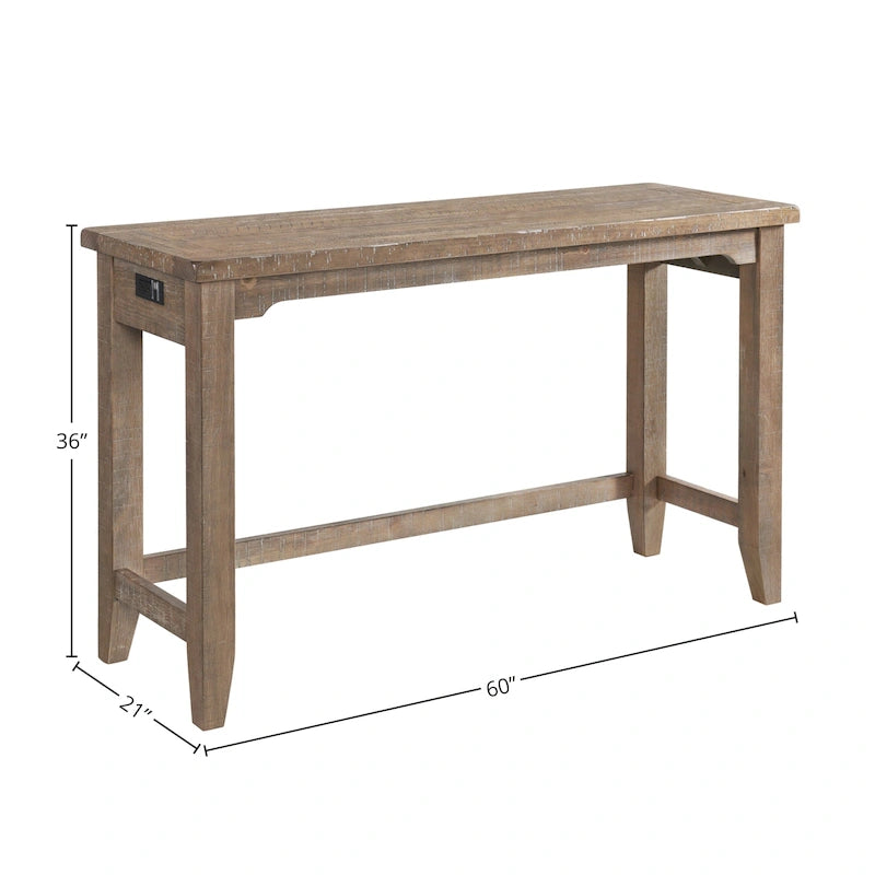 60" rustikaler Sofatisch mit Scheunentor-Stauraum