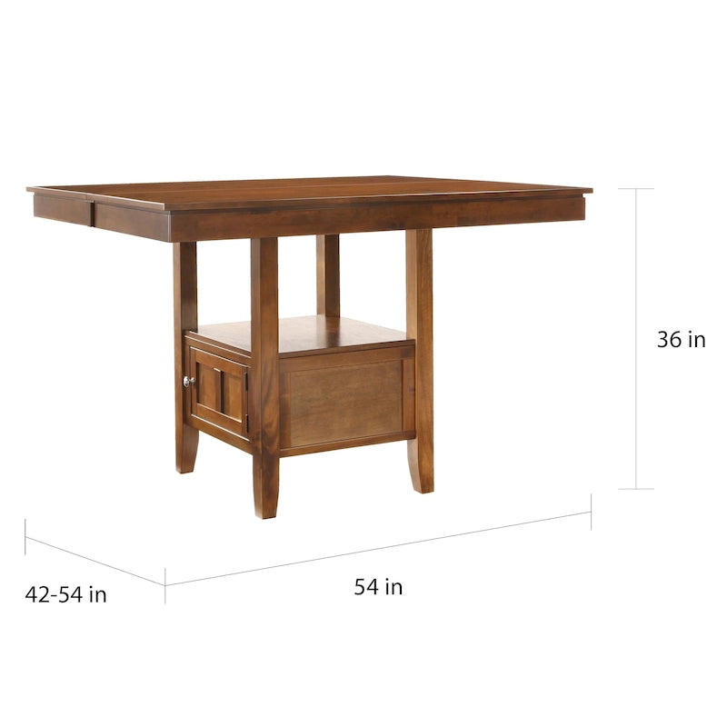 Table de salle à manger extensible de hauteur comptoir avec rangement
