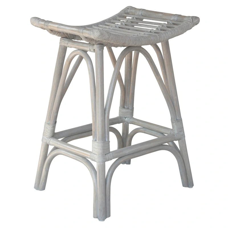 Boho-Barhocker aus Rattan mit Sattelsitz