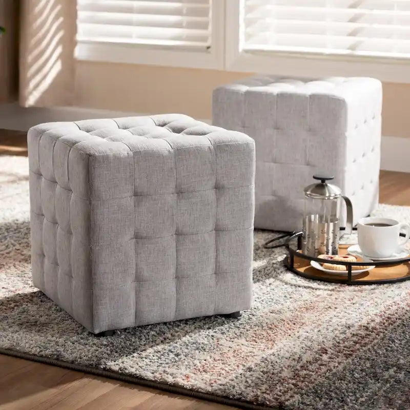 Modernes Ottomanen-Set aus 2 Stoffhockern