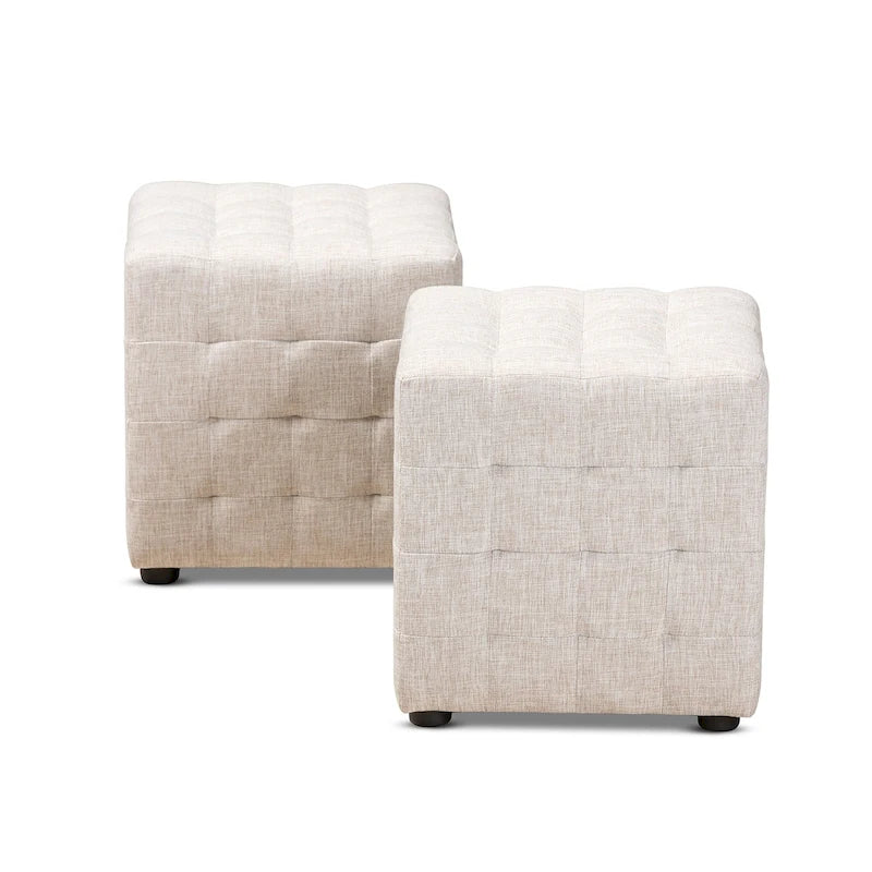Set contemporaneo di 2 pouf in tessuto