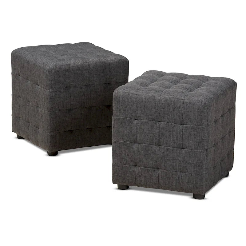 Set contemporaneo di 2 pouf in tessuto