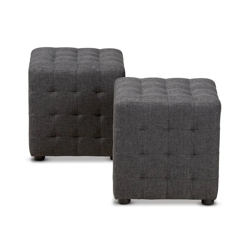 Set contemporaneo di 2 pouf in tessuto