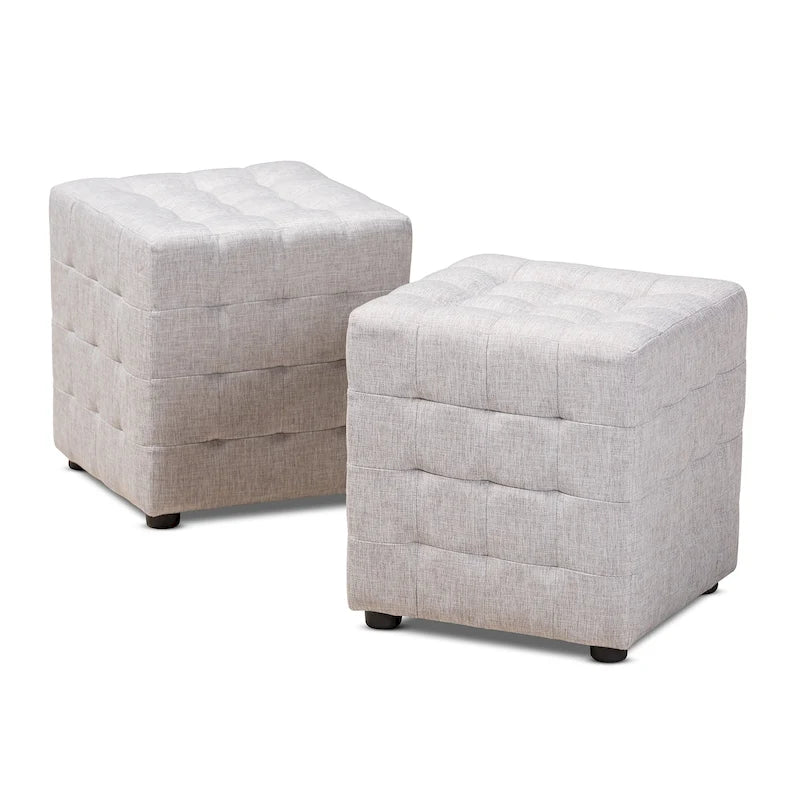 Set contemporaneo di 2 pouf in tessuto