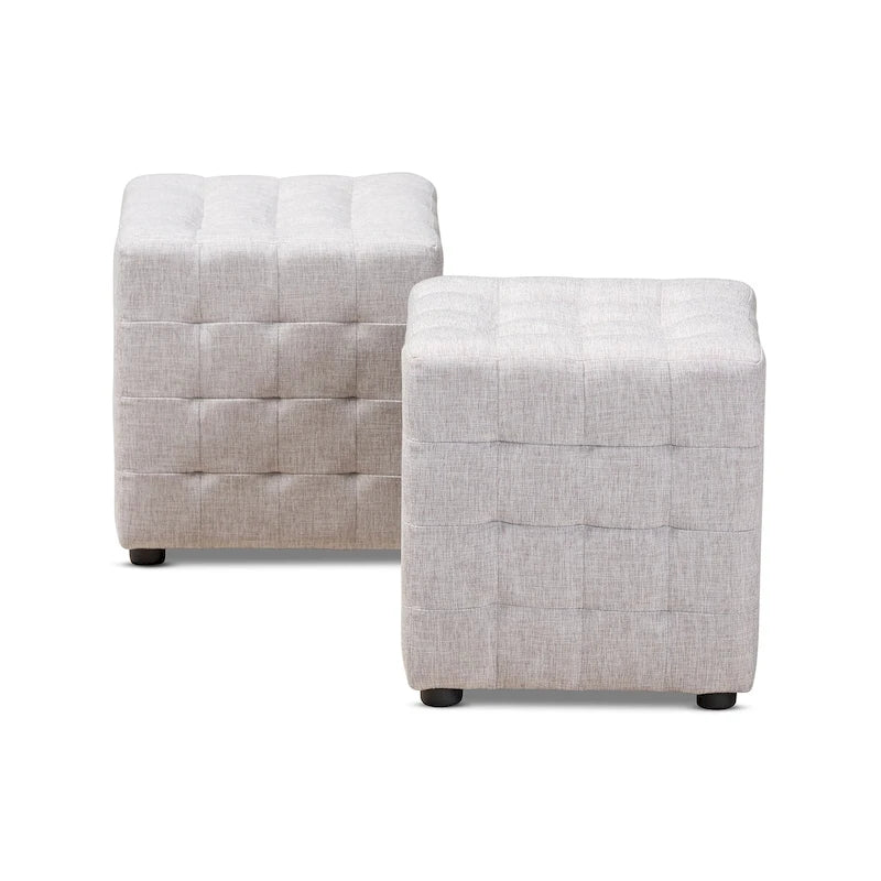 Set contemporaneo di 2 pouf in tessuto