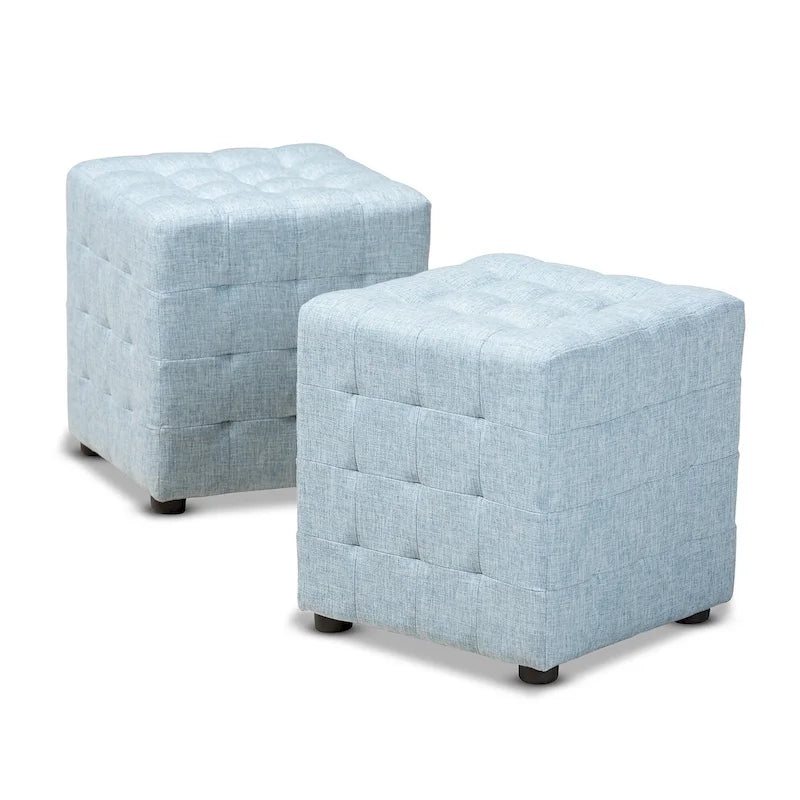 Set contemporaneo di 2 pouf in tessuto