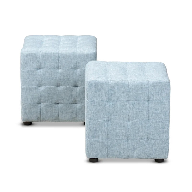 Set contemporaneo di 2 pouf in tessuto