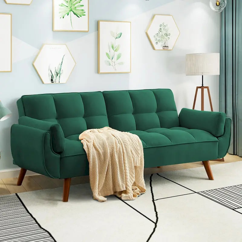 Divano letto futon pieghevole convertibile con 2 cuscini/braccioli