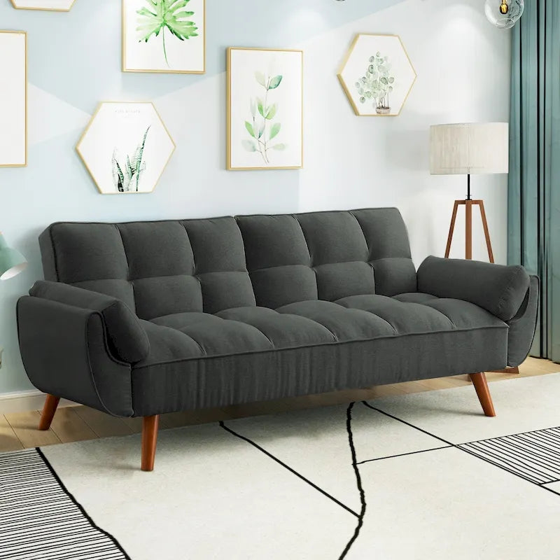 Divano letto futon pieghevole convertibile con 2 cuscini/braccioli