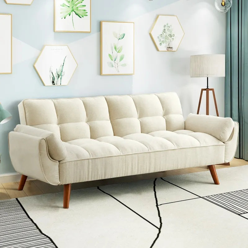Divano letto futon pieghevole convertibile con 2 cuscini/braccioli