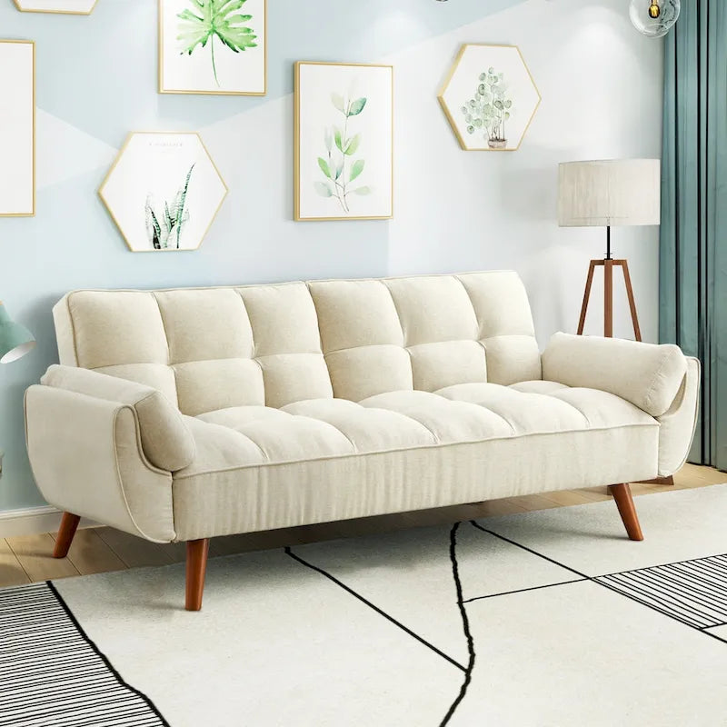 Umwandelbares, klappbares Futon-Schlafsofa mit 2 Kissen/Armlehnen