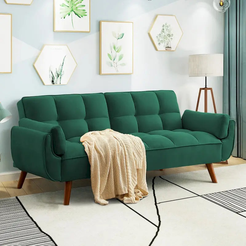 Umwandelbares, klappbares Futon-Schlafsofa mit 2 Kissen/Armlehnen