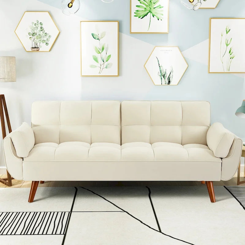 Umwandelbares, klappbares Futon-Schlafsofa mit 2 Kissen/Armlehnen