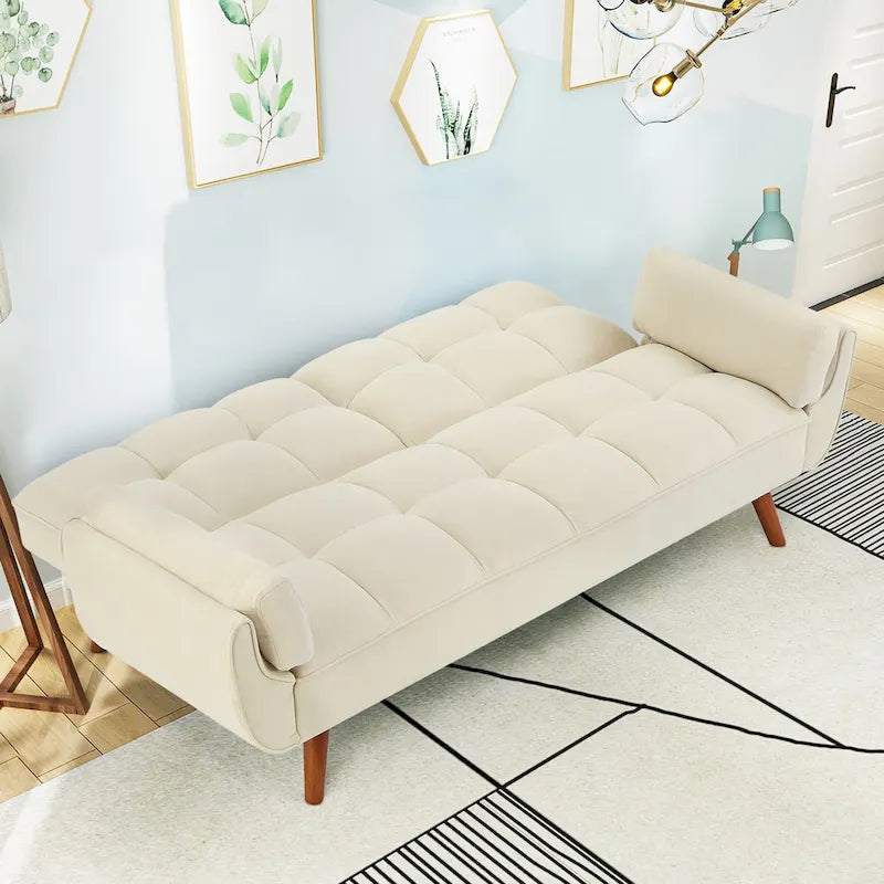 Umwandelbares, klappbares Futon-Schlafsofa mit 2 Kissen/Armlehnen