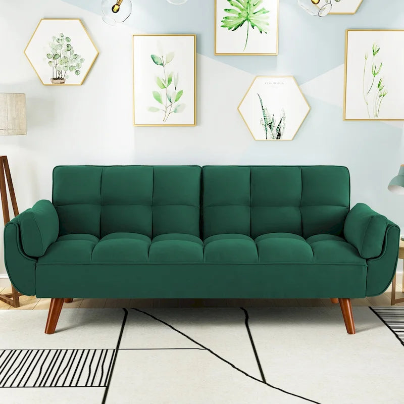 Umwandelbares, klappbares Futon-Schlafsofa mit 2 Kissen/Armlehnen