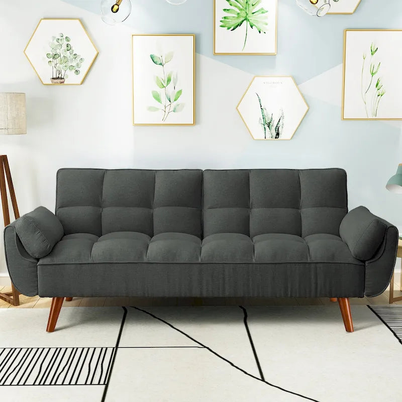 Umwandelbares, klappbares Futon-Schlafsofa mit 2 Kissen/Armlehnen