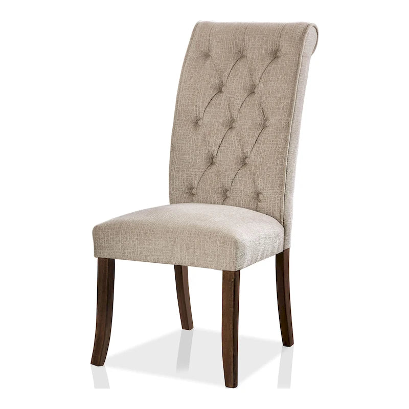 Chaises de salle à manger en tissu capitonné de style rustique et fermier, ensemble de 2