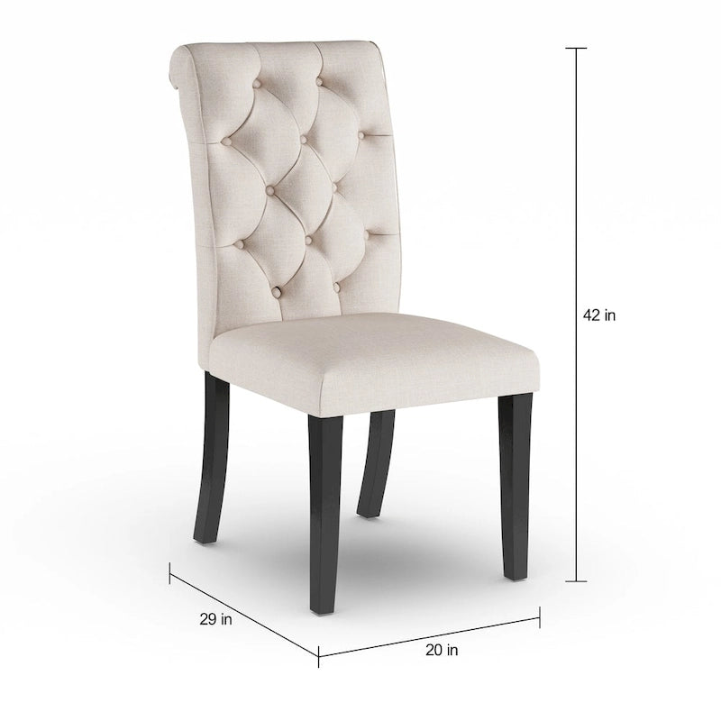 Chaises de salle à manger en tissu capitonné de style rustique et fermier, ensemble de 2
