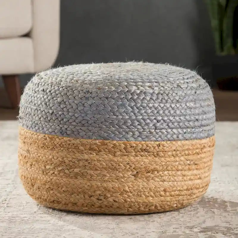 Runder Jute-Pouf-Hocker / Fußhocker