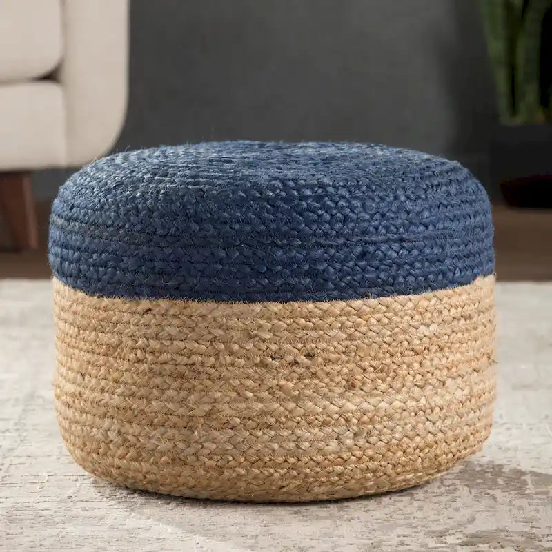 Runder Jute-Pouf-Hocker / Fußhocker