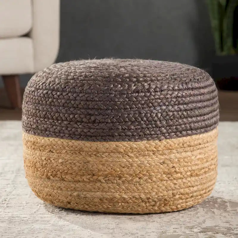 Runder Jute-Pouf-Hocker / Fußhocker