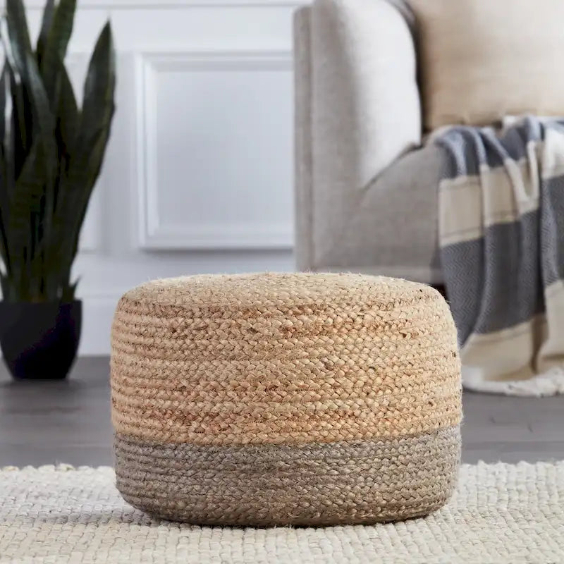 Runder Jute-Pouf-Hocker / Fußhocker