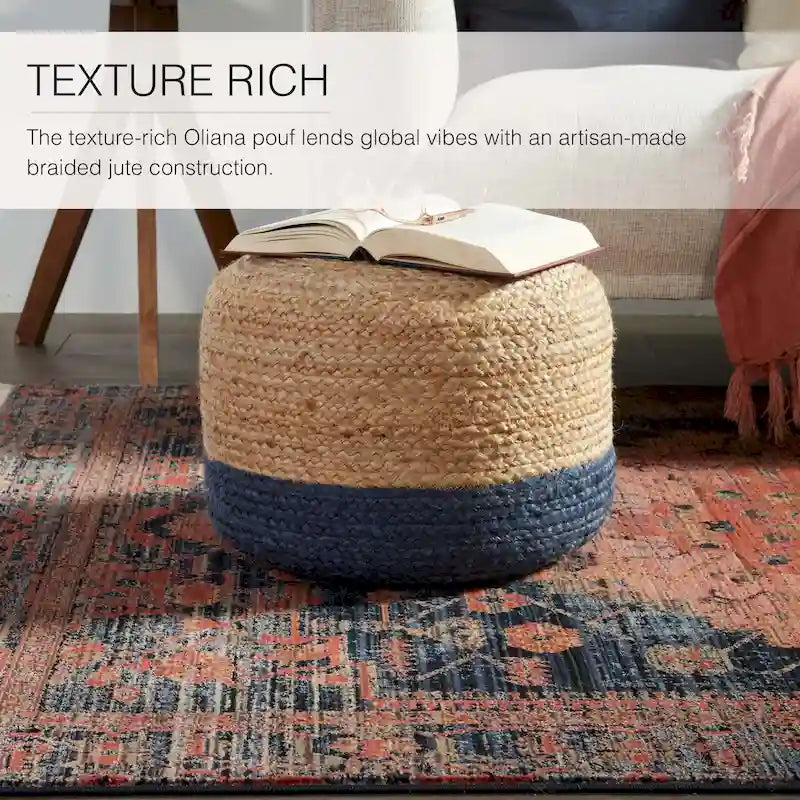Runder Jute-Pouf-Hocker / Fußhocker