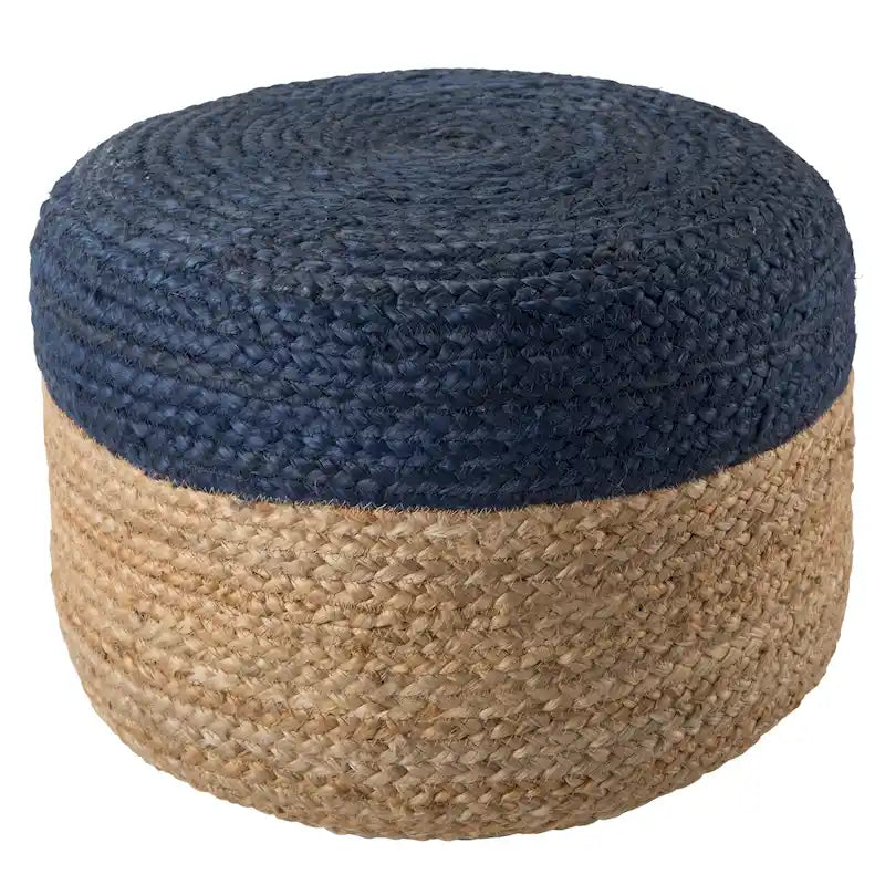 Pouf ottomano rotondo in juta / poggiapiedi