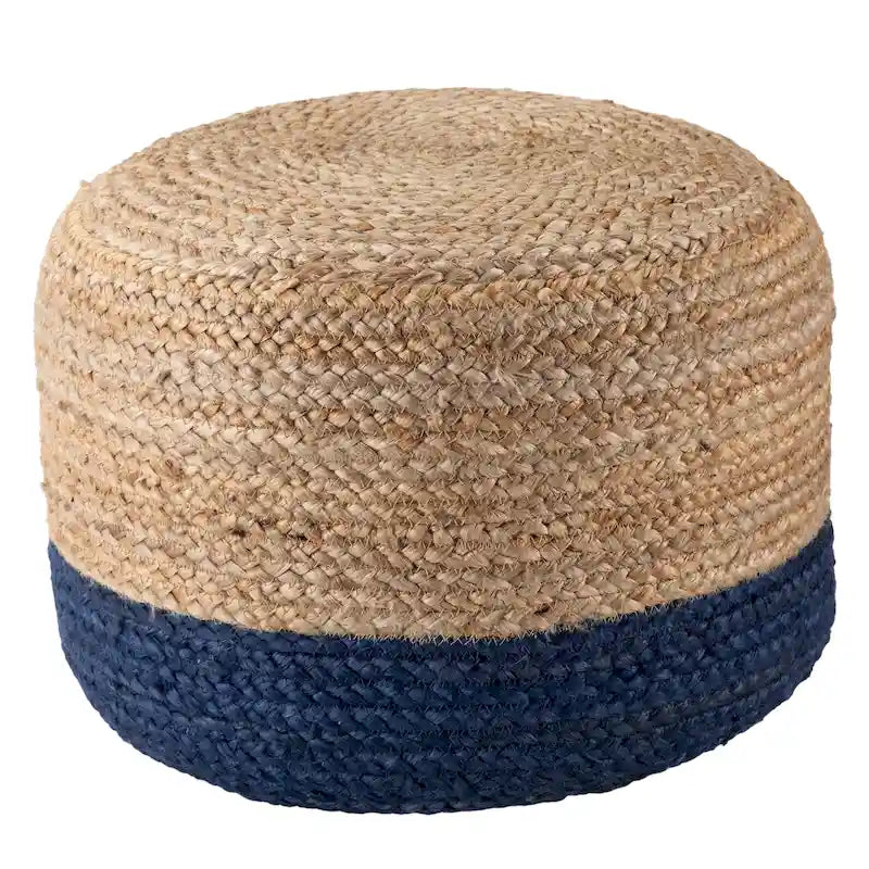 Pouf ottomano rotondo in juta / poggiapiedi