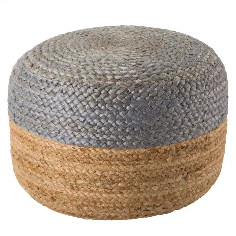 Pouf ottomano rotondo in juta / poggiapiedi