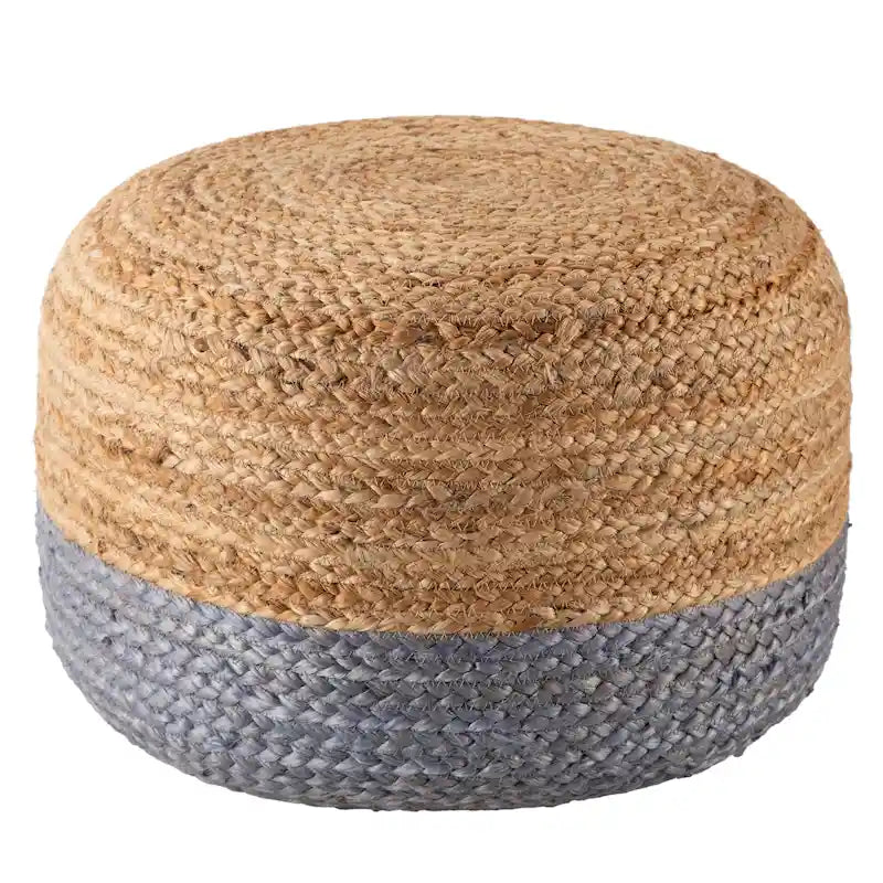 Pouf ottomano rotondo in juta / poggiapiedi