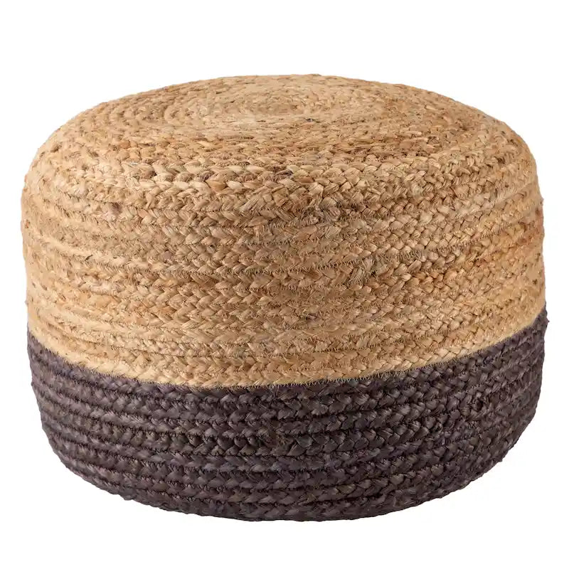 Pouf ottomano rotondo in juta / poggiapiedi