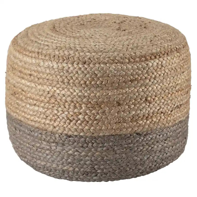 Pouf ottomano rotondo in juta / poggiapiedi