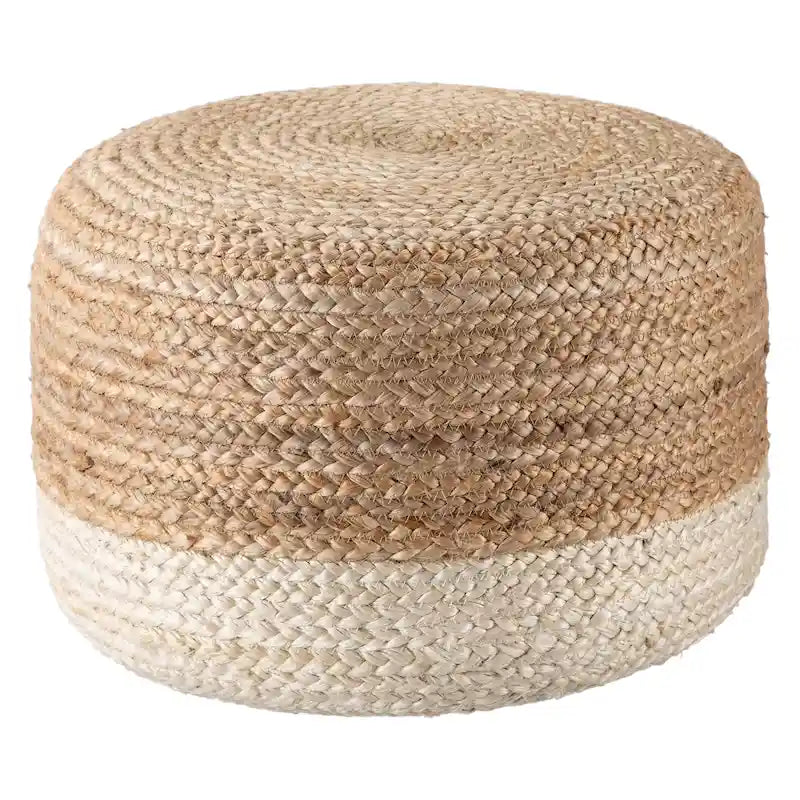 Pouf ottomano rotondo in juta / poggiapiedi