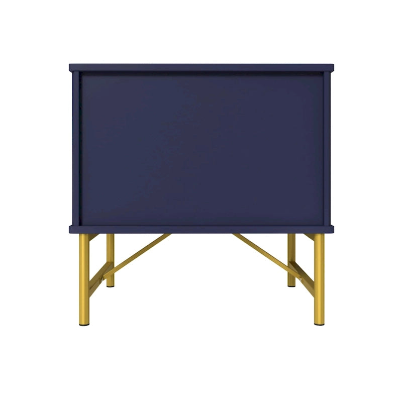 Table de chevet moderne à 2 tiroirs avec poignées dorées