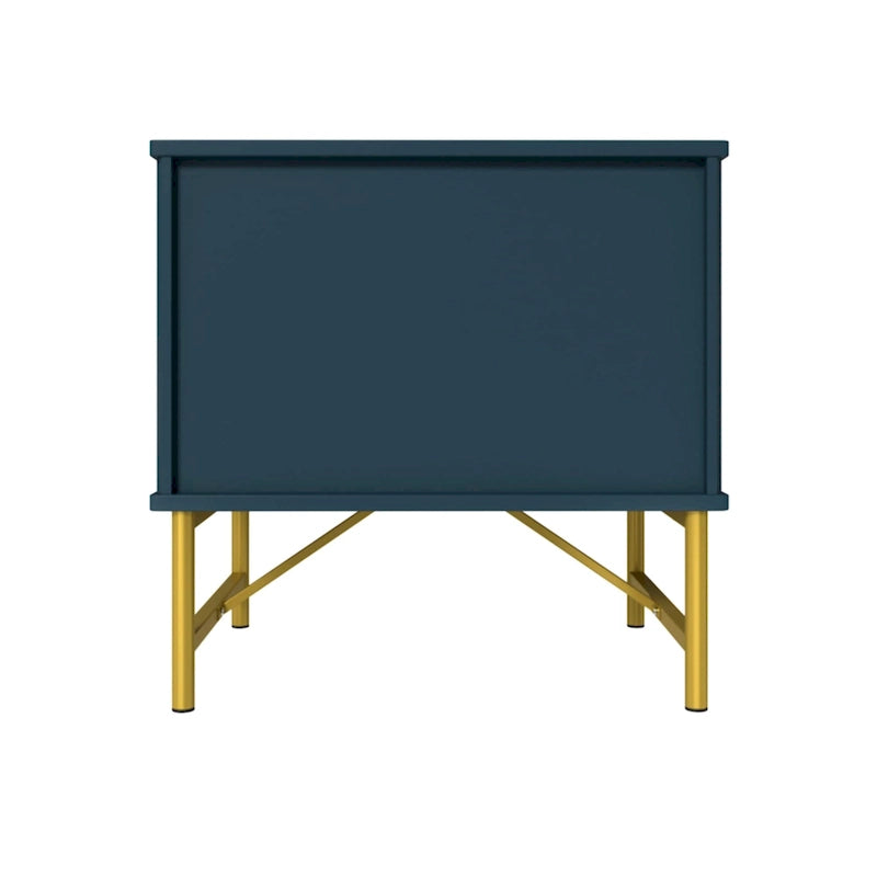 Table de chevet moderne à 2 tiroirs avec poignées dorées