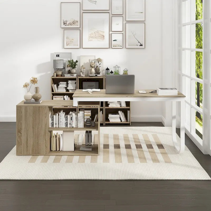 L-shaped executive desk With 3 Drawers for Home and Office