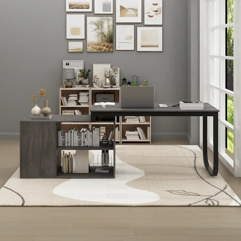 L-shaped executive desk With 3 Drawers for Home and Office