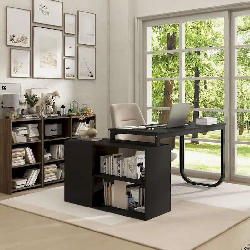 L-shaped executive desk With 3 Drawers for Home and Office
