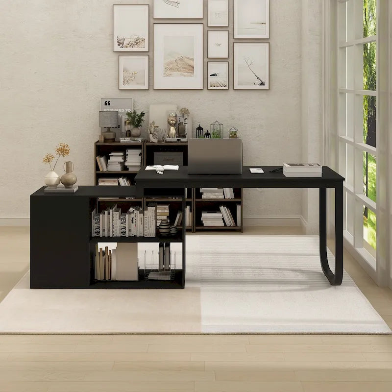 L-shaped executive desk With 3 Drawers for Home and Office