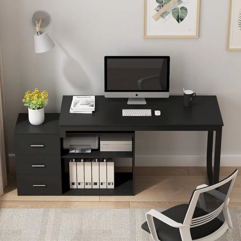 L-shaped executive desk With 3 Drawers for Home and Office
