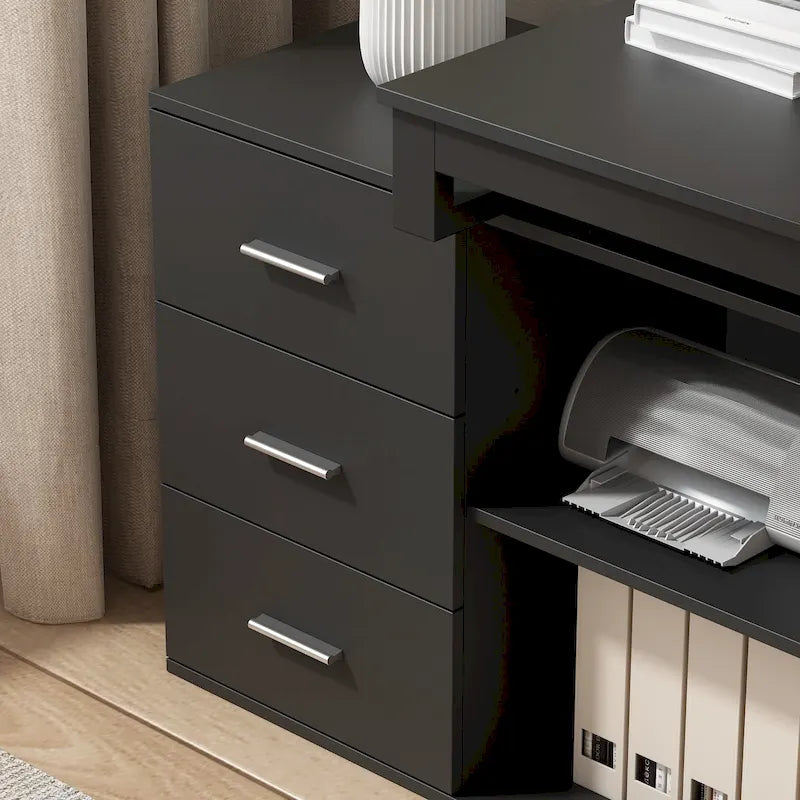 L-shaped executive desk With 3 Drawers for Home and Office