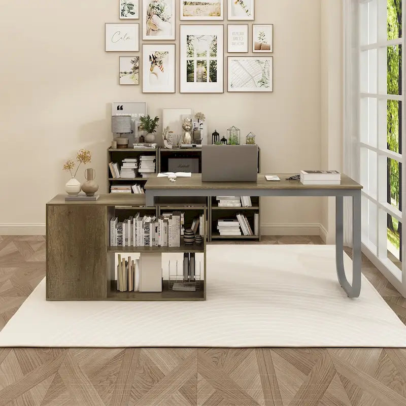 L-shaped executive desk With 3 Drawers for Home and Office
