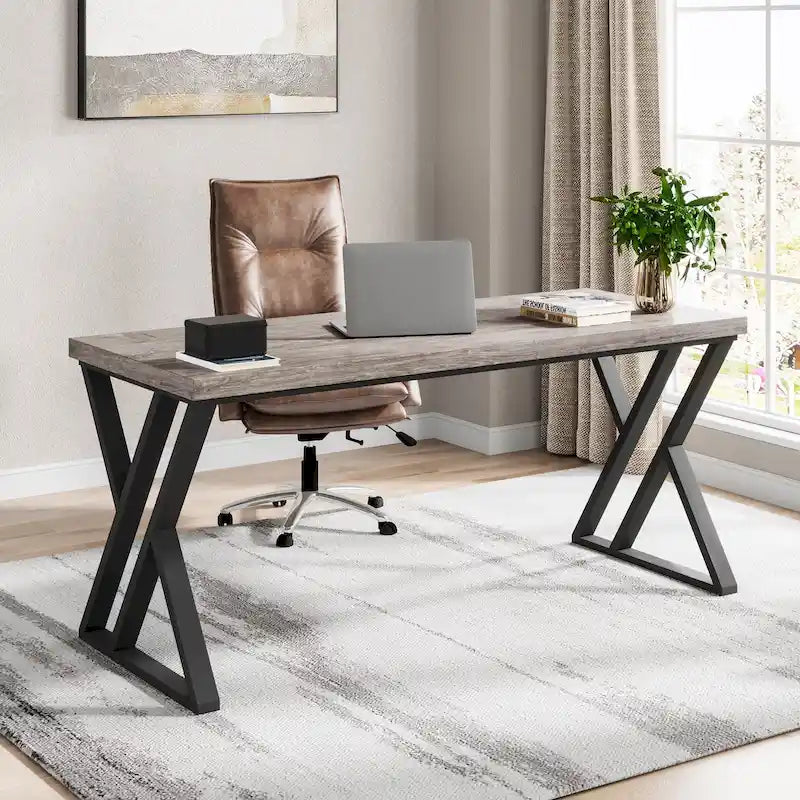 Scrivania per computer da 55" ad alta resistenza con gambe metalliche a Z