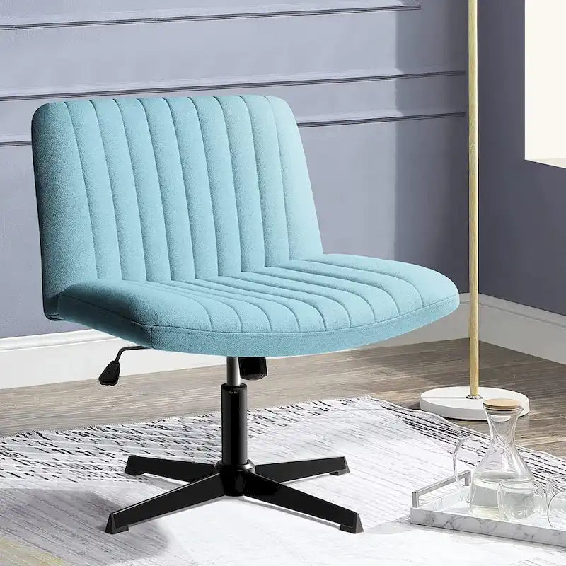Criss Cross Armless Swivel Vanity Office Chair, No Wheels