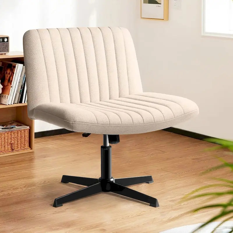 Criss Cross Armless Swivel Vanity Office Chair, No Wheels