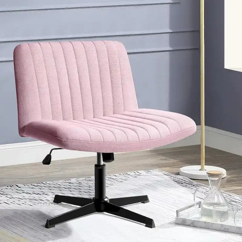 Criss Cross Armless Swivel Vanity Office Chair, No Wheels