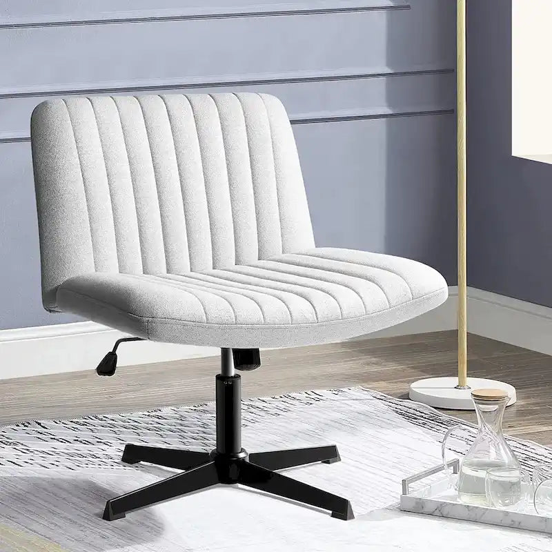 Criss Cross Armless Swivel Vanity Office Chair, No Wheels